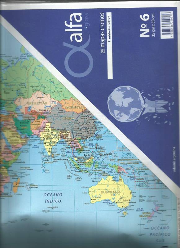 Mapa Alfa N°6 Político Planisferio 25 Hjs