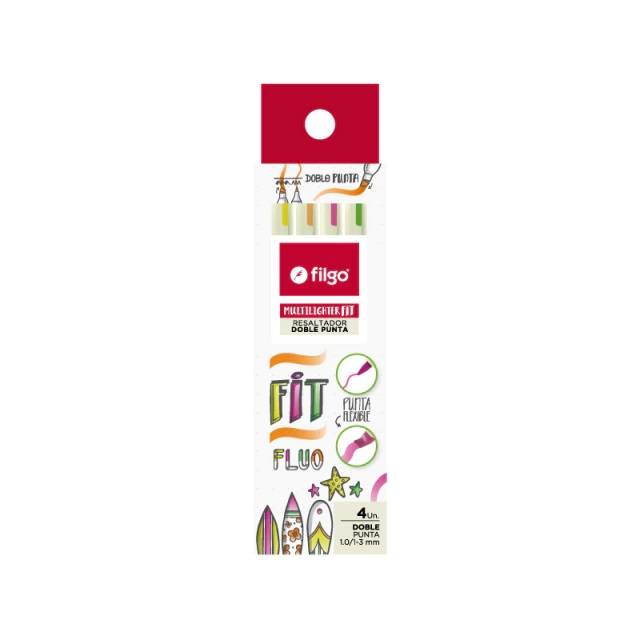 Resaltador Filgo Multilighter Doble Punta Fit Fluo Estuche X 4