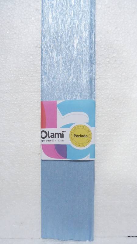 Papel Crepe Fantasia Olami Celeste Perlado Paq X 10 Unid