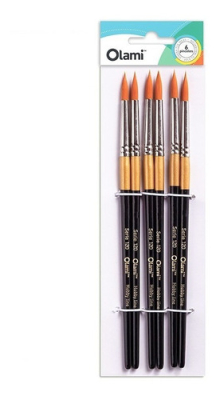 Pincel Olami Pelo Sintetico Redondo Nº 0 Paq X 6 Unid  Pi120-0