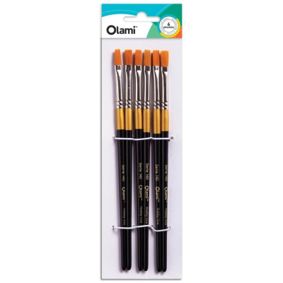 Pincel Olami Pelo Sintetico Chato Nº 8 Paq X 6 Unid  Pi140-8