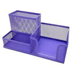 Organizador De Escritorio Values Metal Calado Violeta