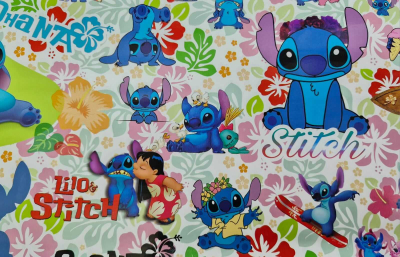 Papel Plastificado Fantasia Stitch Paq X 10