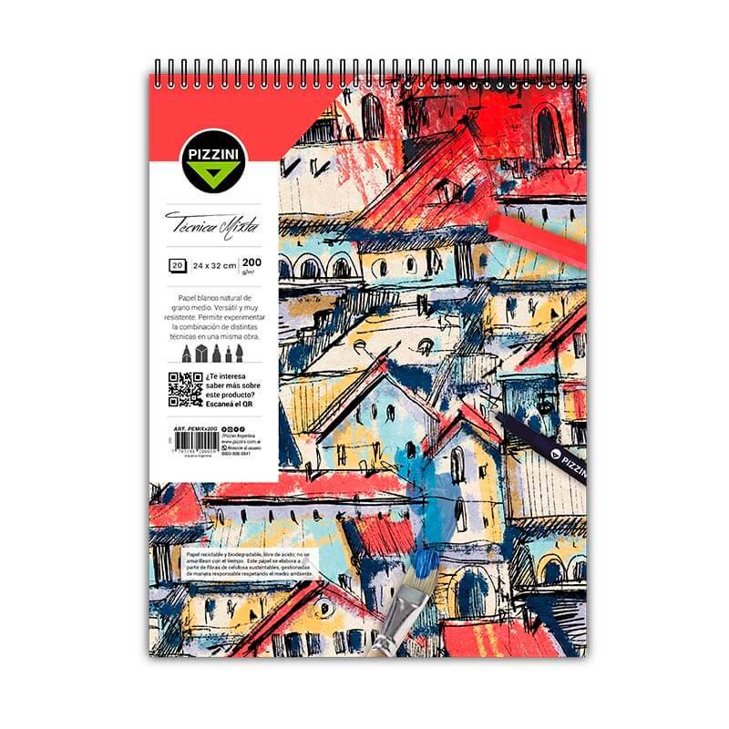 Block P/Dibujo Pizzini C/Esp Tec Mixta 24X32Cm 200G X 20H