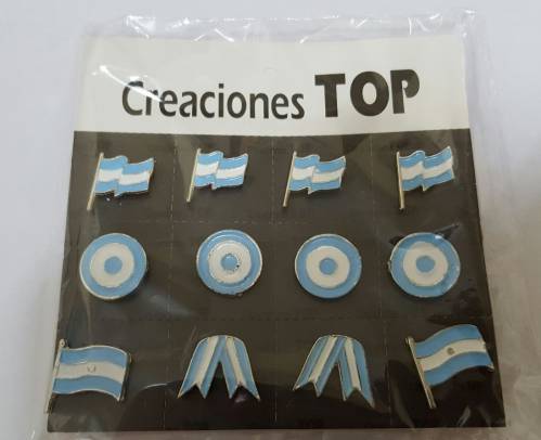 Pins Metalicos Argentina Blister X 12 Unid