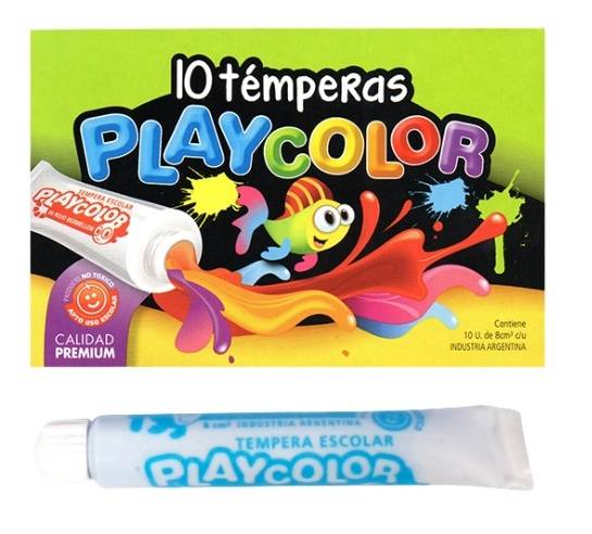Témpera Escolar Playcolor Caja 8 Ml X 10 Unid Celeste