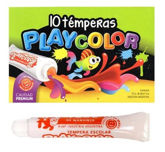 Témpera Escolar Playcolor Caja 8 Ml X 10 Unid Naranja