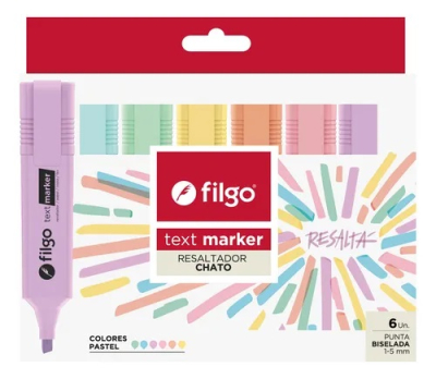Resaltador Filgo Estuche X 6 Un Text Marker Pastel  