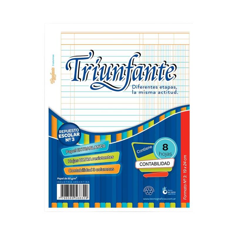 Repuesto Triunfante N°3 Contabilidad 3 Columnas