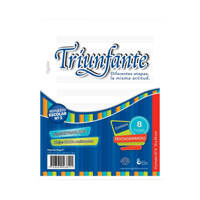 Repuesto Triunfante N°3 P/Musica Pentagramado 8 Hjs