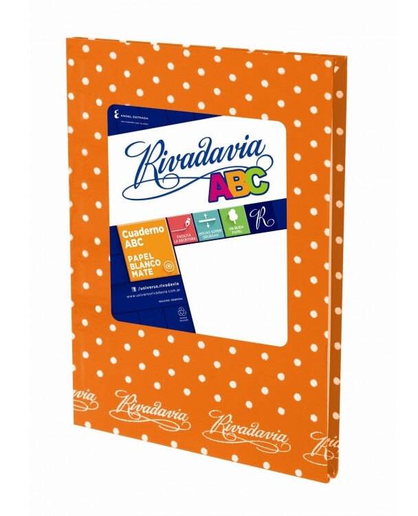 Cuaderno Rivadavia Abc 19X24 Lunares T/D 48 Hjs Rayado Naranja