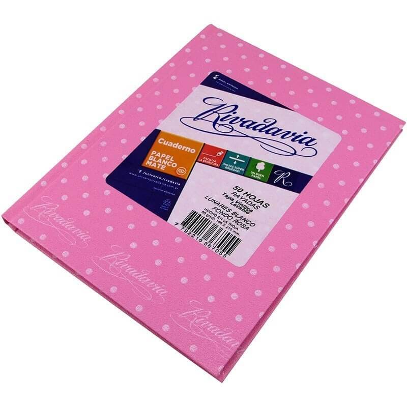 Cuaderno Rivadavia Abc 19X24 Lunares T/D 48 Hjs Rayado Rosa