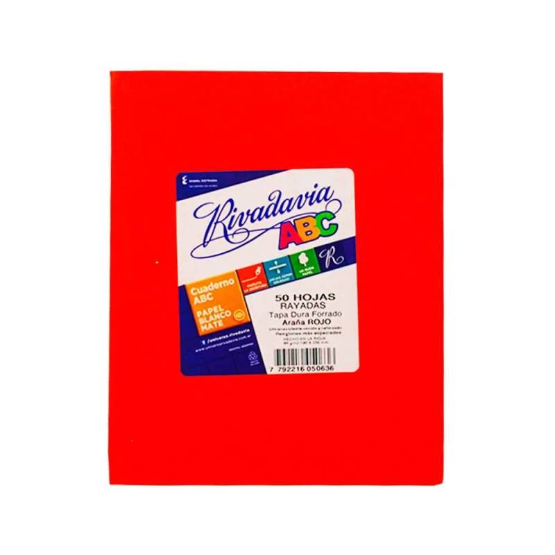 Cuaderno Rivadavia Abc 19X24 Forrado T/D 48 Hjs Rayado Rojo