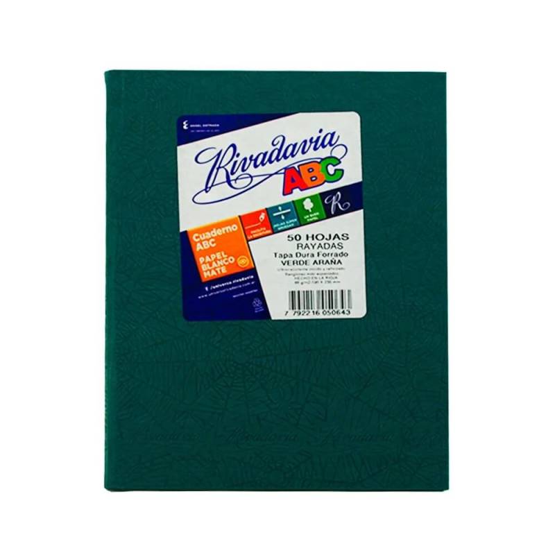 Cuaderno Rivadavia Abc 19X24 Forrado T/D 48 Hjs Rayado Verde