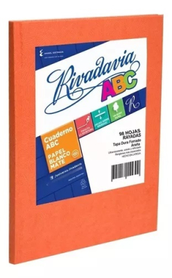 Cuaderno Rivadavia Abc 19X24 Forrado T/D 98 Hjs Rayado Naranja