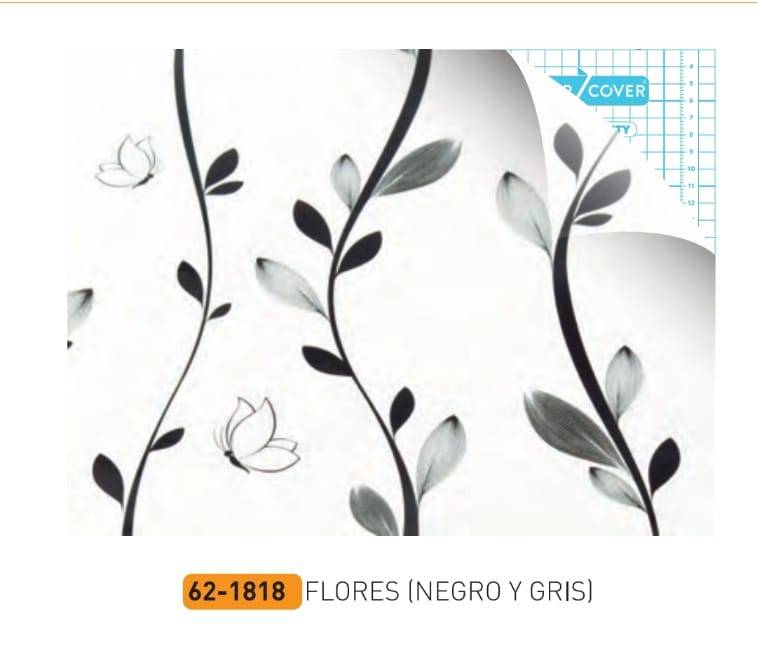 Rollo Autoadhesivo Lama 45X10 Mts Flor Negra/Gris 1818