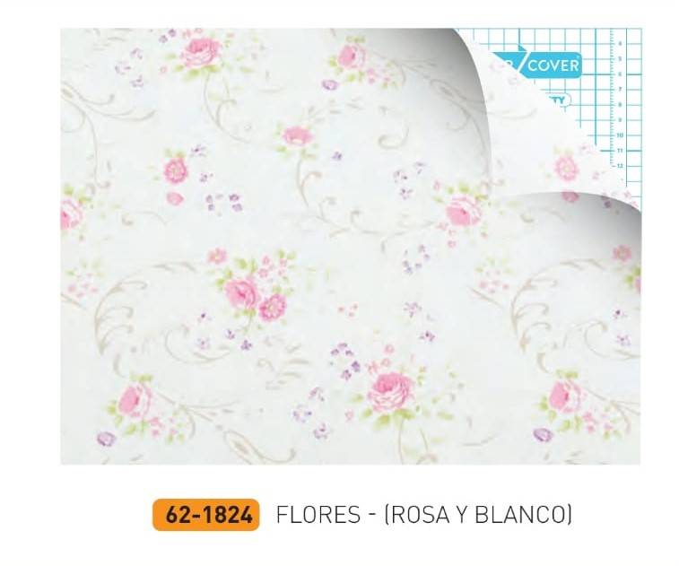 Rollo Autoadhesivo Lama 45X10 Mts Flor Rosa Blanca 1824
