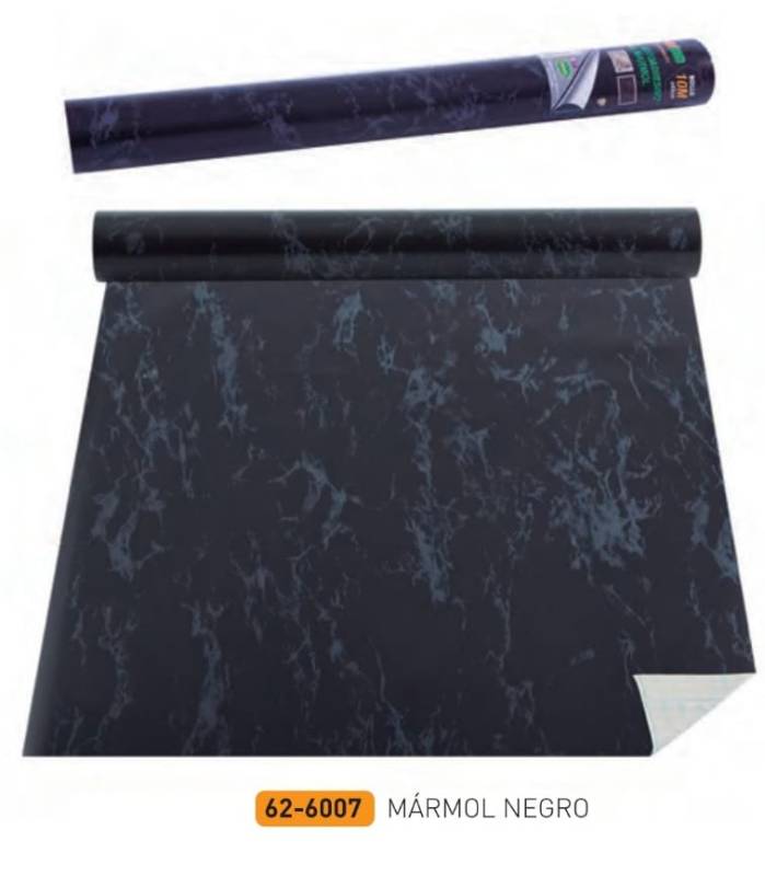Rollo Autoadhesivo Lama 45X10 Mts Marmol Negro 6007