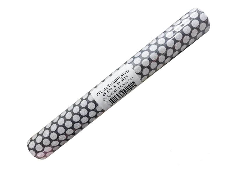Rollo Autoadhesivo 45X10 Mts Glitter Lunar Blanco/Negro Ts111