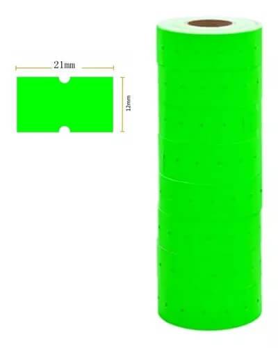 Etiquetas Fluo Verde Tubo X 10 Rollos P/precios