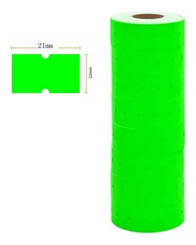 Etiquetas Fluo Verde Tubo X 10 Rollos P/Precios