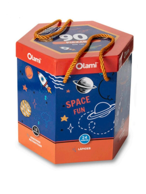Set De Escritura Olami 90 Pzs Space En Caja Hexagonal Sar100