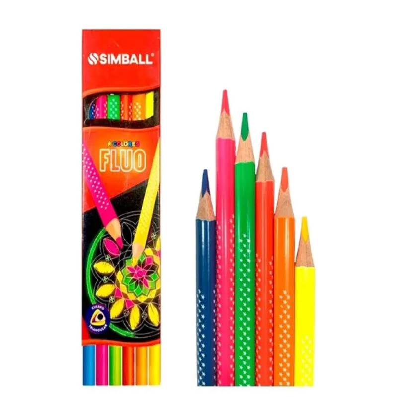 Lapices De Colores Simball Fluo X 6 Colores