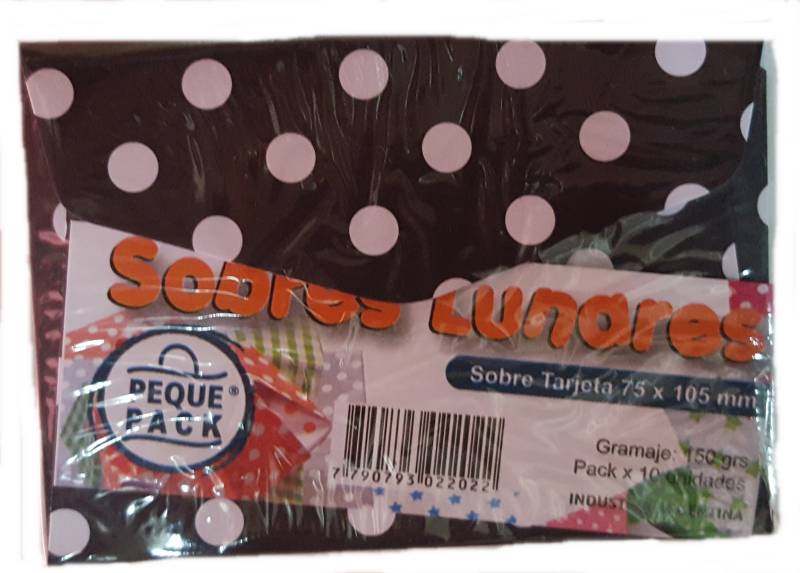 Sobre Tarjeta 75X105Mm Lunares Paq X 10 Un Peque Pack Negro
