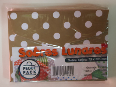 Sobre Tarjeta 75X105Mm Lunares Paq X 10 Un Peque Pack Oro