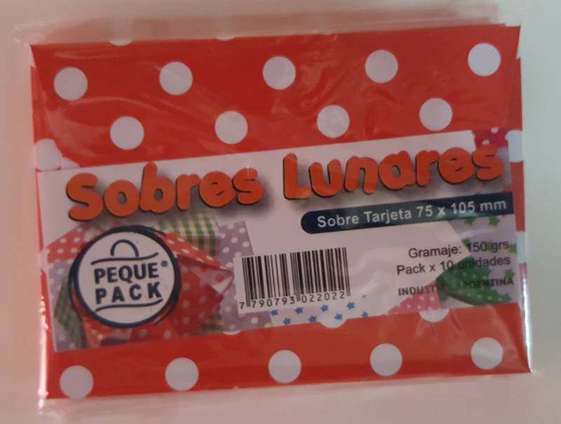 Sobre Tarjeta 75X105Mm Lunares Paq X 10 Un Peque Pack Rojo