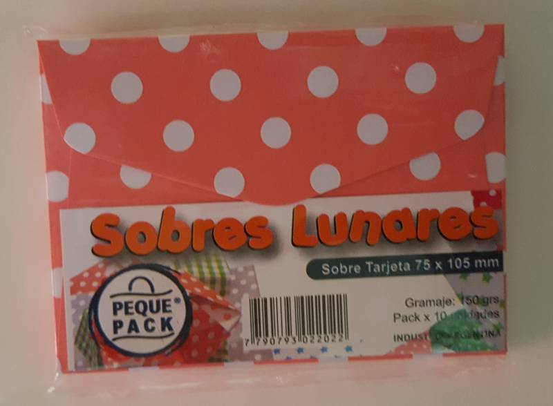 Sobre Tarjeta 75X105Mm Lunares Paq X 10 Un Peque Pack Rosa