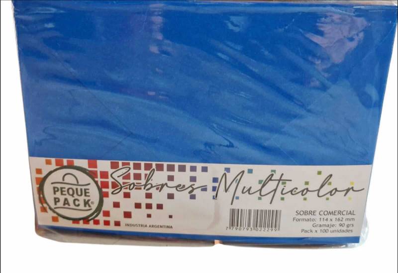 Sobre Comercial 114X162Mm 90G Color Paq X 100 Un Cyan