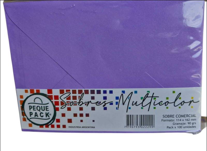 Sobre Comercial 114X162Mm 90G Color Paq X 100 Un Lila