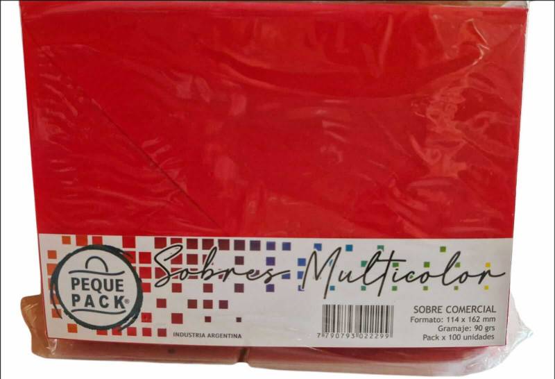 Sobre Comercial 114X162Mm 90G Color Paq X 100 Un Rojo
