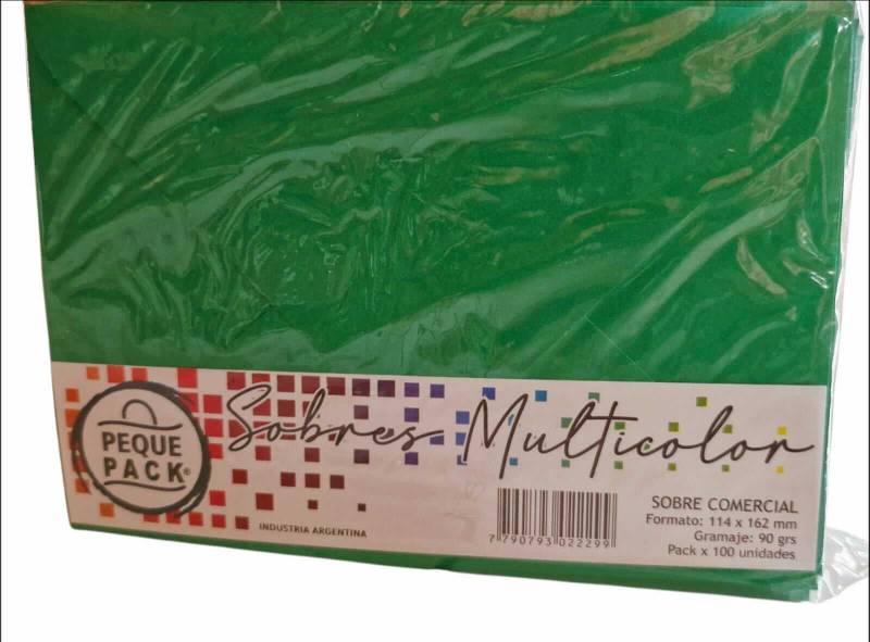 Sobre Comercial 114X162Mm 90G Color Paq X 100 Un Verde