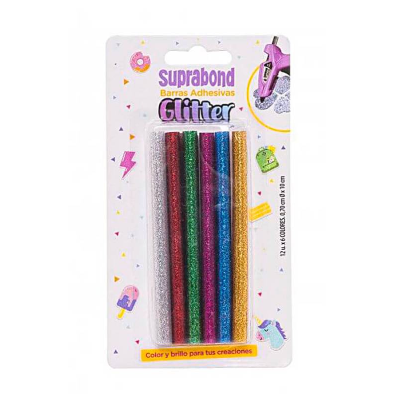 Barra P/Pistola Encolad Suprabond 10Cm Glitter X 12 Un