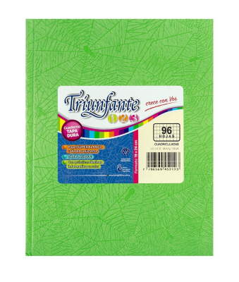 Cuaderno Triunfante 123 Forrado 19X23 T/D 96 Hjs Cuadriculado Verde Mza