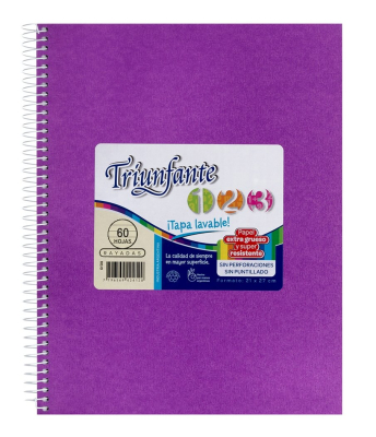 Cuaderno Triunfante Forrado 21X27 C/Esp 60 Hjs Rayado Lila