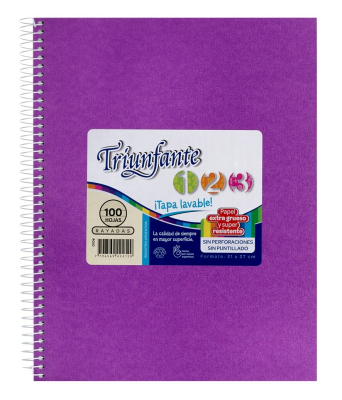 Cuaderno Triunfante Forrado 21X27 C/Esp 100 Hjs Rayado Lila