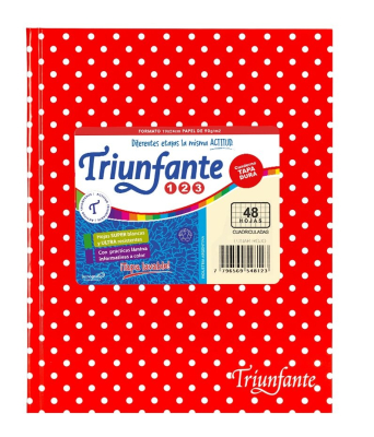 Cuaderno Triunfante 123 Lunares 19X23 T/D 48 Hjs Cuadriculado Rojo