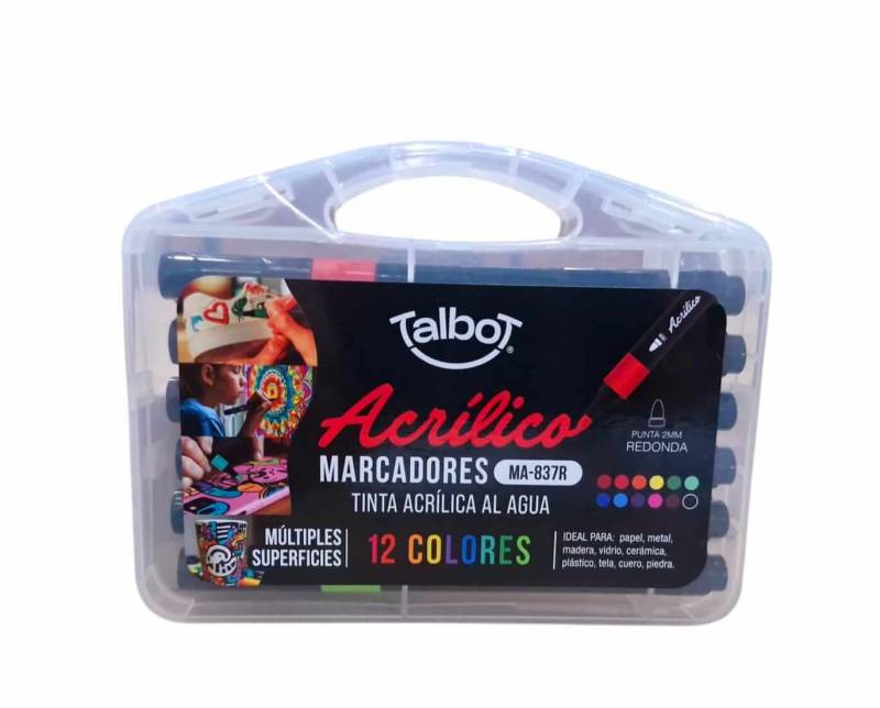 Marcadores Talbot Acrílico Estuche X 12 Colores