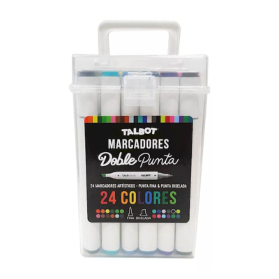 Marcadores Talbot Doble Punta Estuche X 24 Colores 