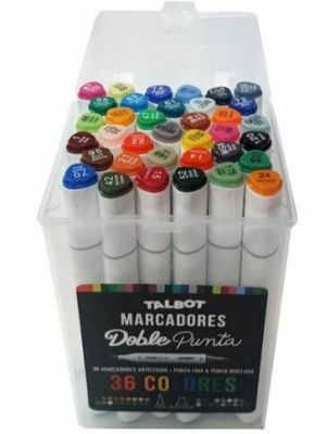 Marcadores Talbot Doble Punta Estuche X 36 Colores 