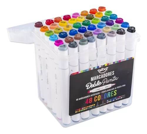 Marcadores Talbot Doble Punta Estuche X 48 Colores