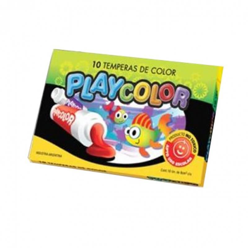 Témpera Escolar Playcolor Caja 8 Ml X 10 Unid Rosa