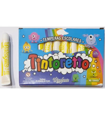 Témpera Escolar Tintoretto Caja 8 Ml X 10 Unid Amarillo