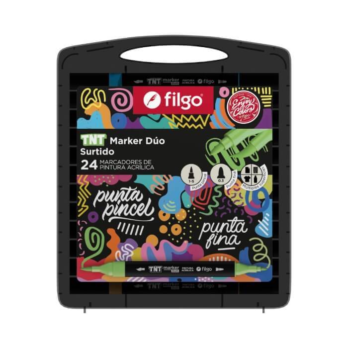 Marcadores Filgo Tnt Marker Duo Acrilico Estuche X 24 Surt