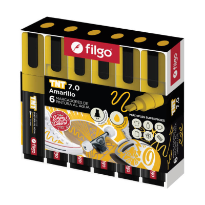 Marcadores Filgo Tnt 7.0 Al Agua Estuche X 6 Amarillo
