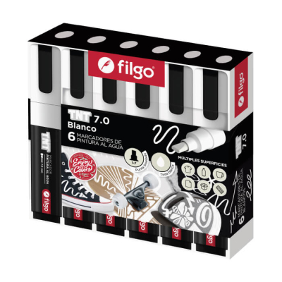 Marcadores Filgo Tnt 7.0 Al Agua Estuche X 6 Blanco