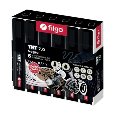 Marcadores Filgo Tnt 7.0 Al Agua Estuche X 6 Negro